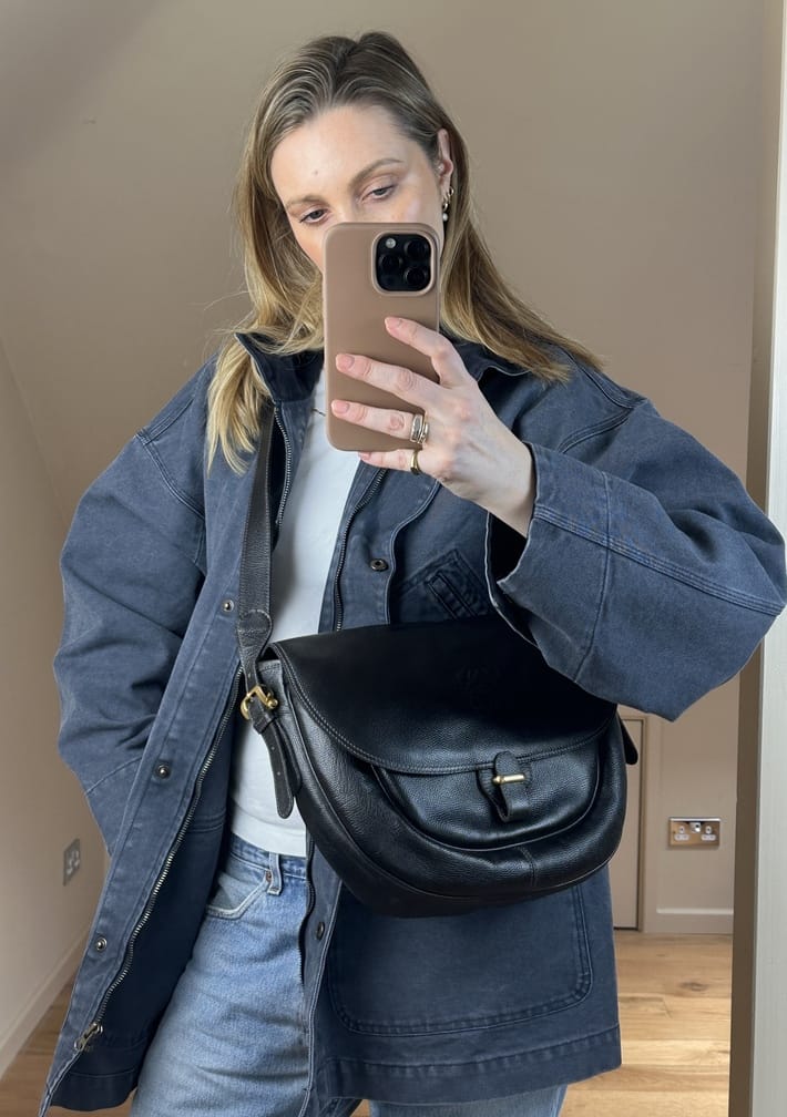 Vintage Loewe Leather Crossbody Bag Black