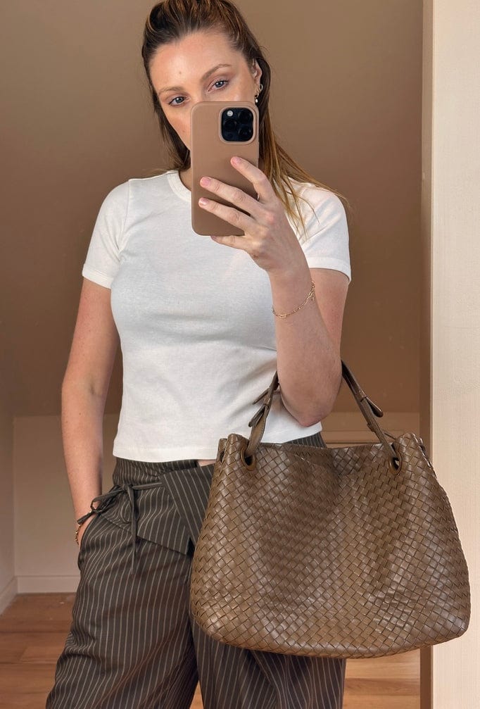 Vintage Bottega Veneta Mole Intrecciato Leather Shoulder Bag