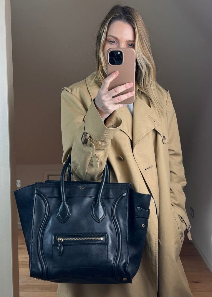 Céline Phoebe Philo Luggage Tote in Black Leather