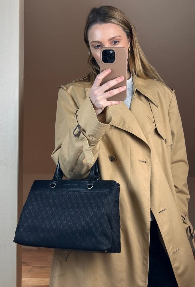 Vintage Bottega Veneta Black Nylon And Leather Tote Bag