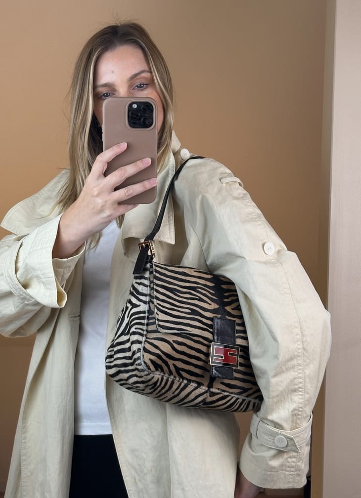 Vintage Fendi Mamma Baguette Zebra Calf Hair Shoulder Bag