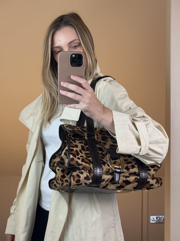 Vintage Celine Leopard Calf Hair Shoulder Bag