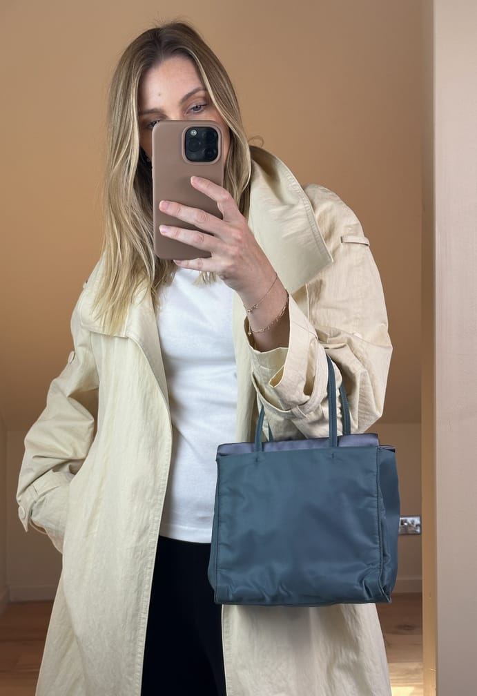Vintage Prada Teal Nylon Tote Bag