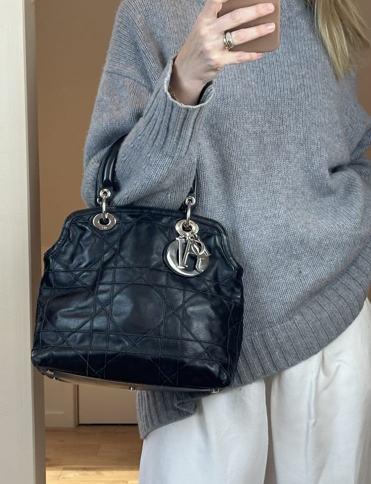 Vintage Christian Dior Granville Black Leather Bag