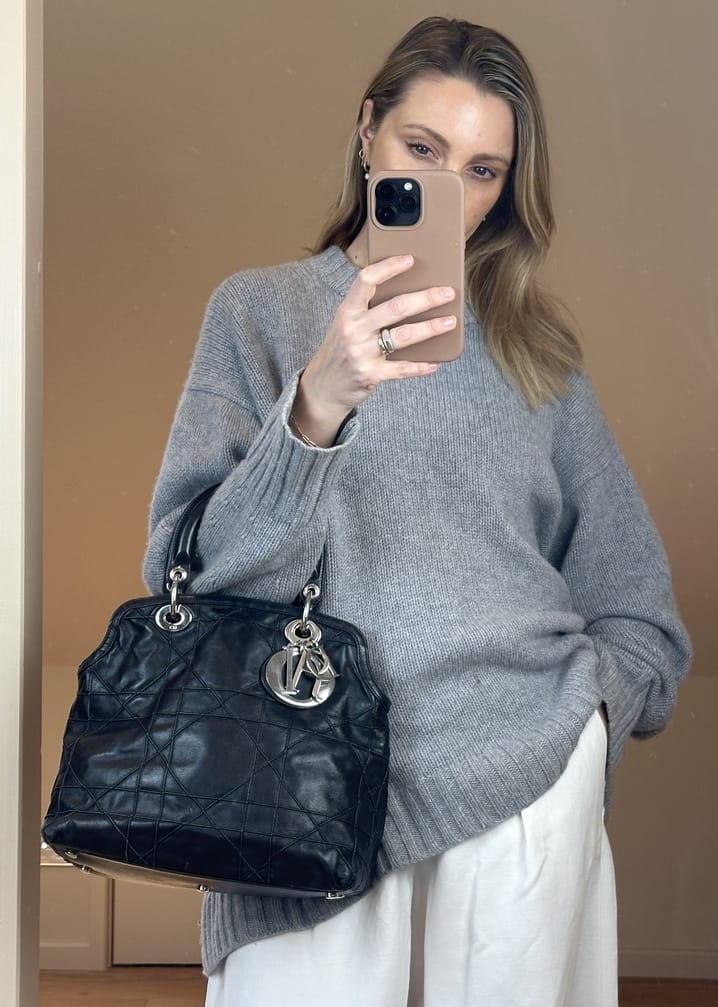 Vintage Christian Dior Granville Black Leather Bag