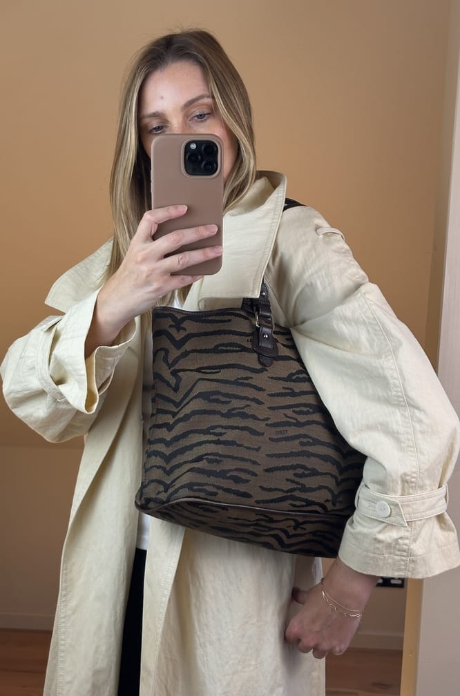Vintage Fendi Tiger Print Canvas Tote Bag