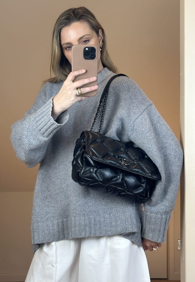 Vintage Chanel Black Leather Puffy Quilted Single Flap Shoulder Bag