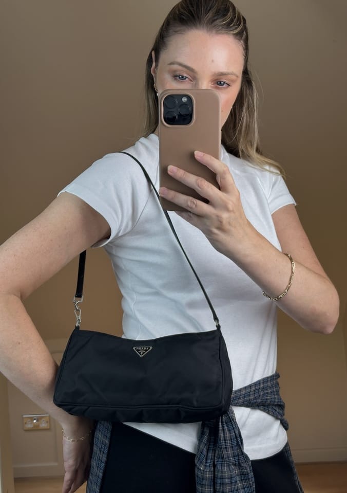 Vintage Prada Black Nylon Shoulder Bag