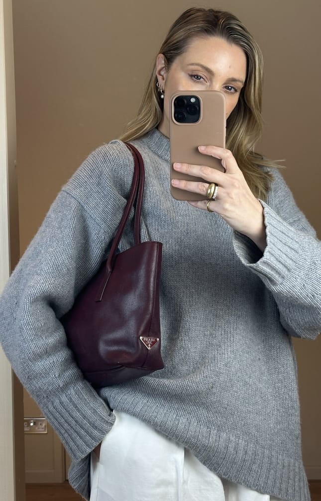 Vintage Prada Wine Leather Tote Bag