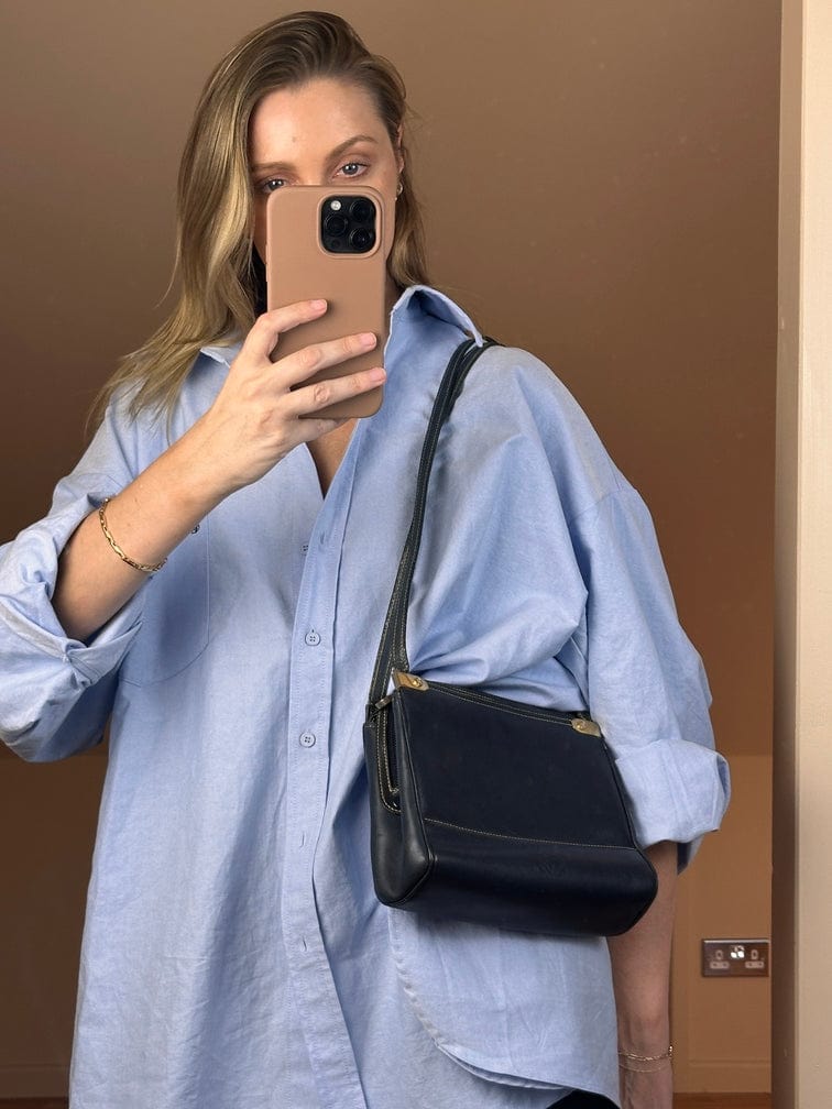 Loewe Anagram Navy Blue Leather Bag