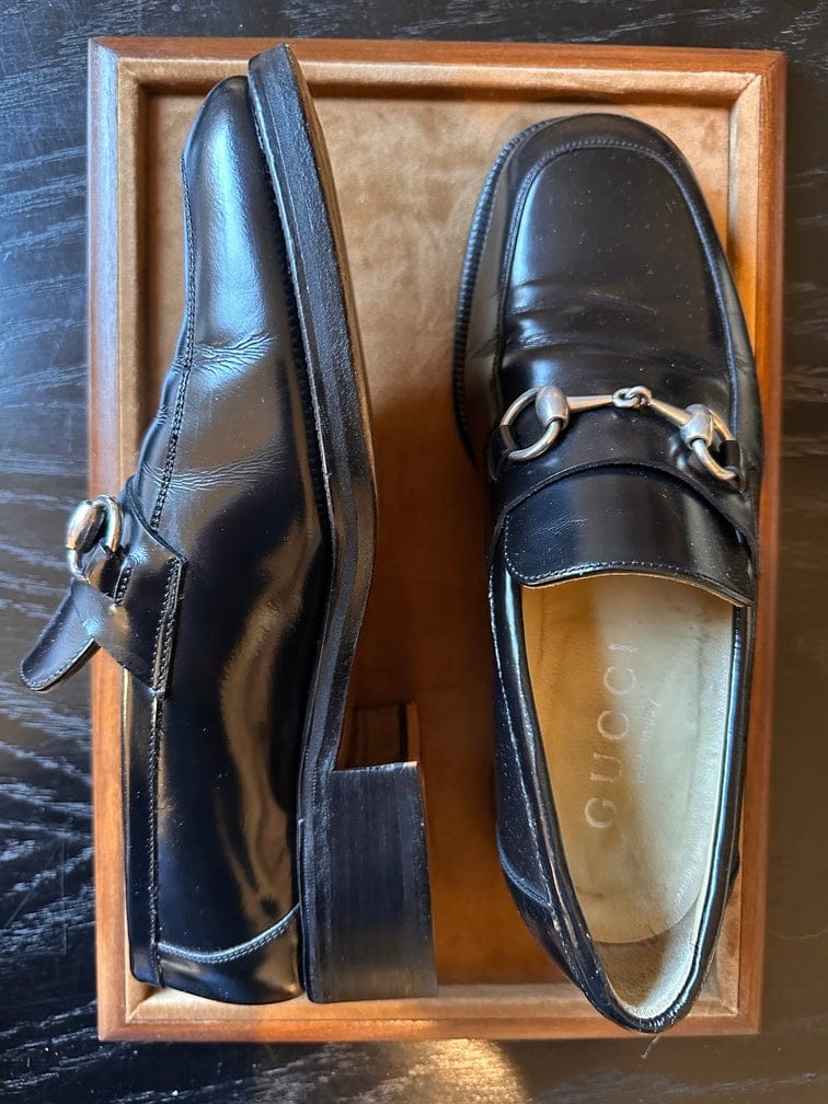 Gucci Vintage Black Leather Loafers