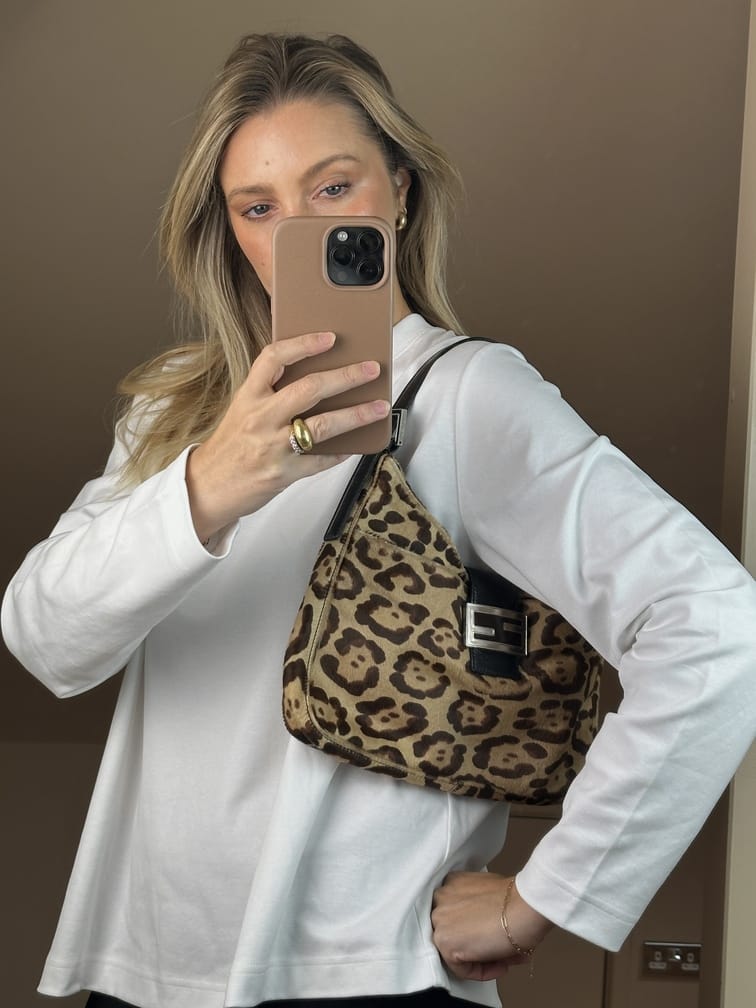 Vintage Fendi Shoulder Bag in Leopard Print Calf Hair