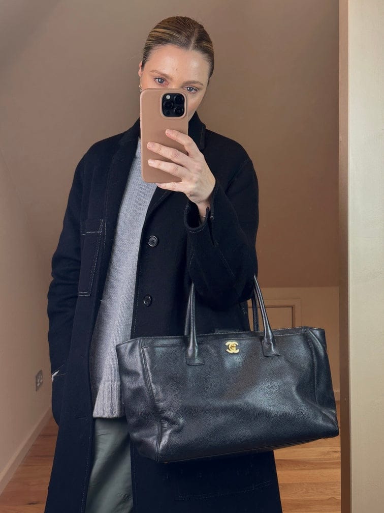 Chanel Black Caviar Leather Tote Bag