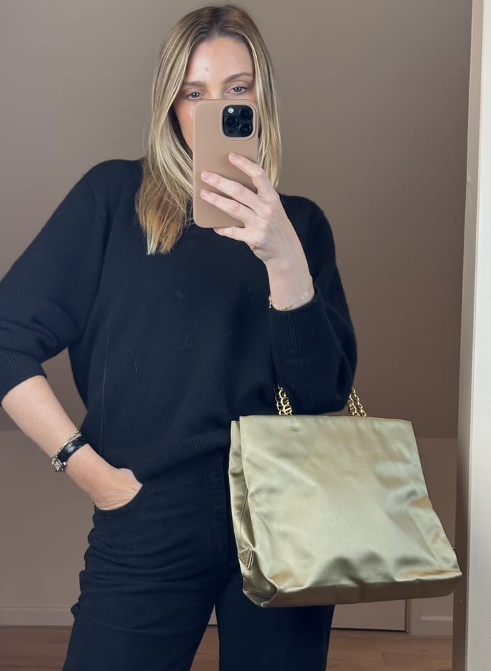 Vintage Prada Sage Green Satin Chain Tote Bag