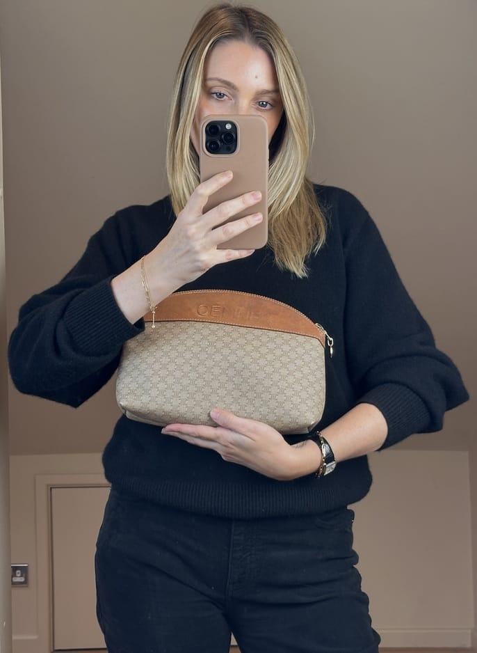 Vintage Celine Macadam Canvas Clutch Bag