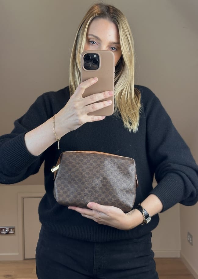 Vintage Celine Brown Macadam Canvas Clutch Bag