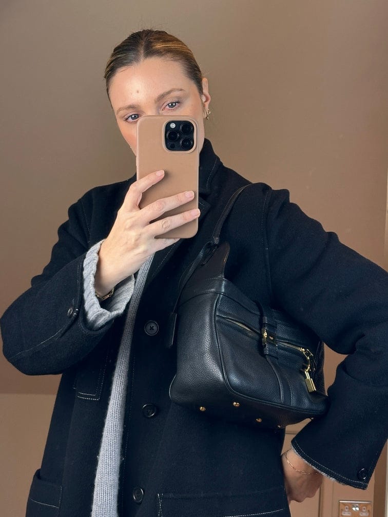 Vintage Loewe Black Leather Shoulder Bag