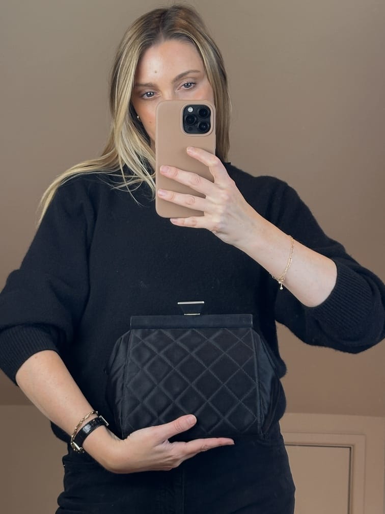 Vintage Prada Black Quilted Satin Frame Bag