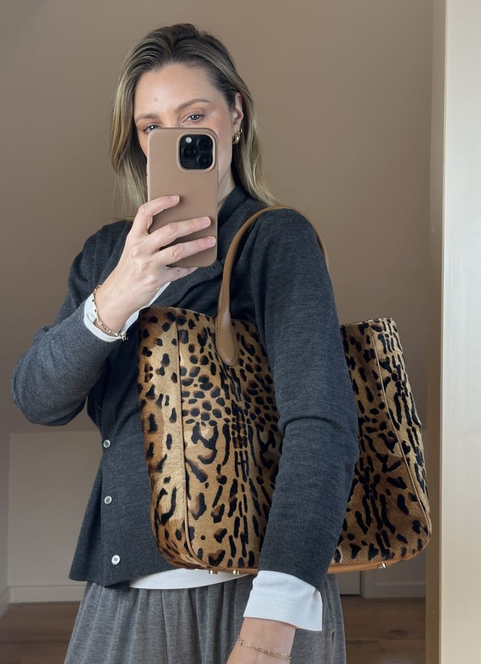 Vintage Iacucci Tote Bag in Leopard Print Calf Hair