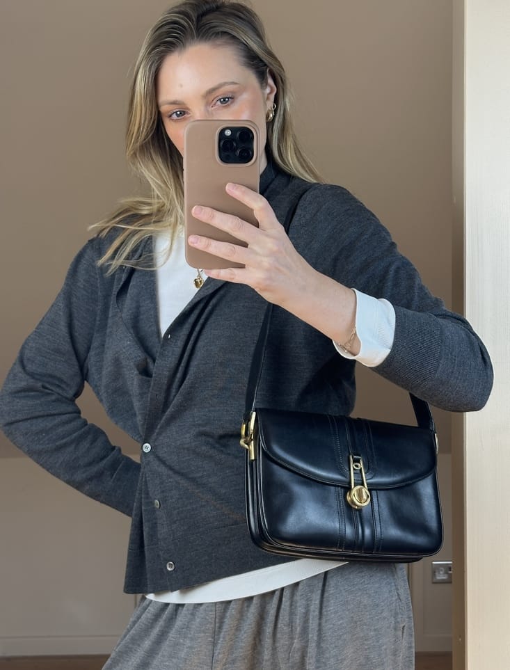Vintage Gucci Black Leather Shoulder Bag