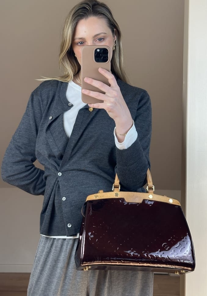 Vintage Louis Vuitton Brea MM Bag in Amarante Vernis Patent Leather