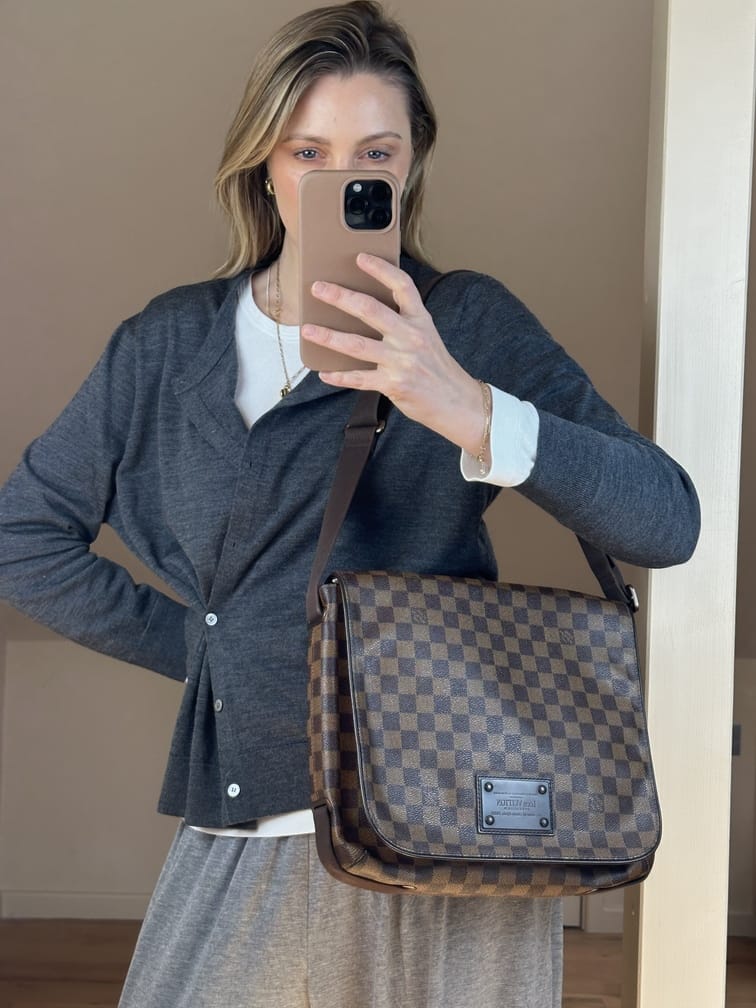 Vintage Louis Vuitton Damier Ebene Brooklyn MM Messenger Bag Brown Canvas Crossbody Bag