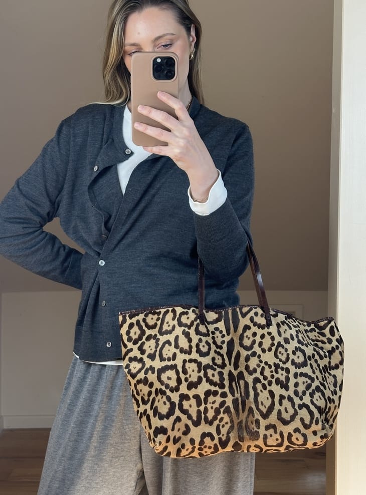 Vintage Fendi Leopard Print Calf Hair Tote Bag