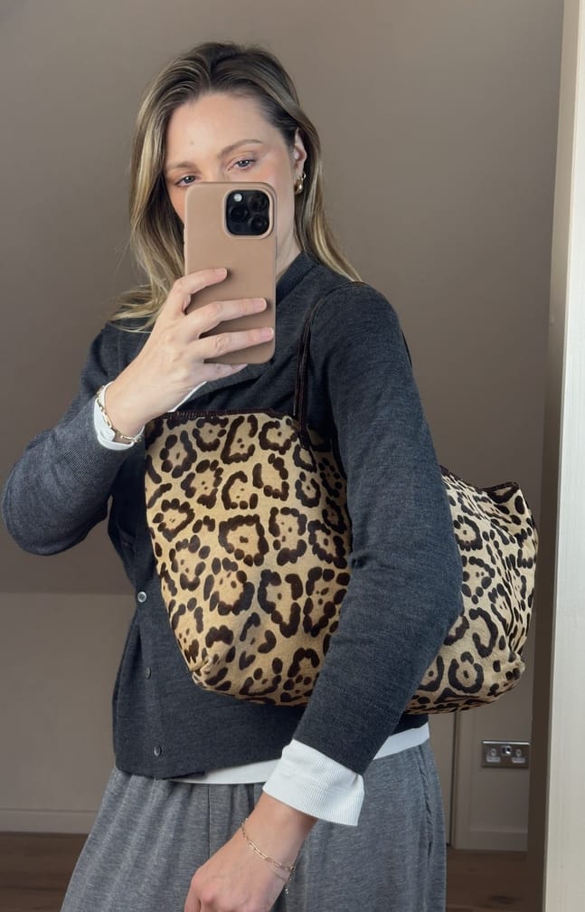 Vintage Fendi Leopard Print Calf Hair Tote Bag