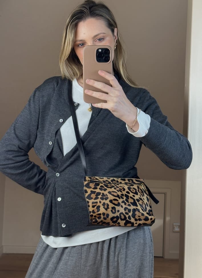 Vintage Loewe Leopard Print Calf Hair Crossbody Bag