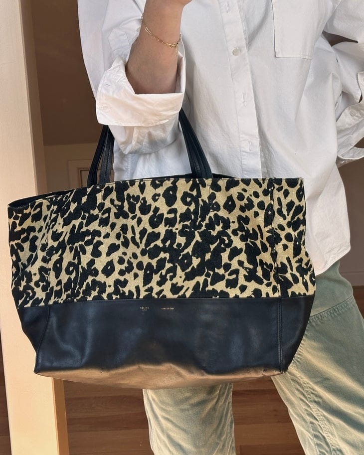 Céline by Phoebe Philo Leopard Canvas and Leather Tote