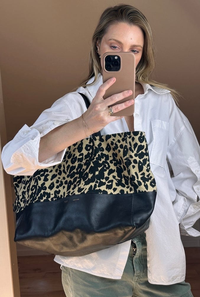 Céline by Phoebe Philo Leopard Canvas and Leather Tote