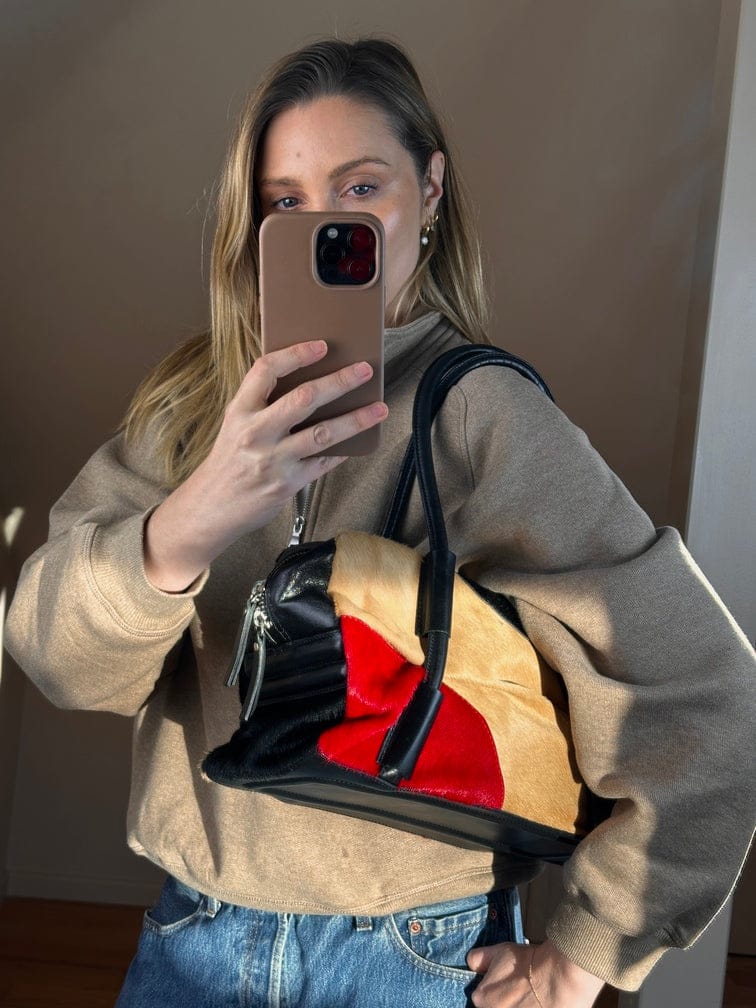 Collection Privée Calf Hair and Leather Boston Bag