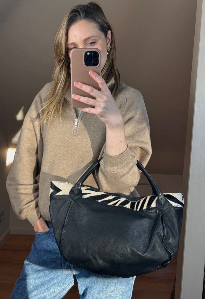 Roberta Gandolfi Leather and Calf Hair Zebra Tote