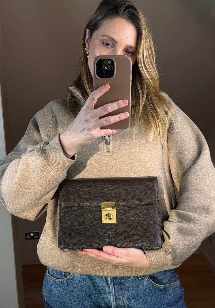 Loewe Vintage Brown Leather Clutch Bag