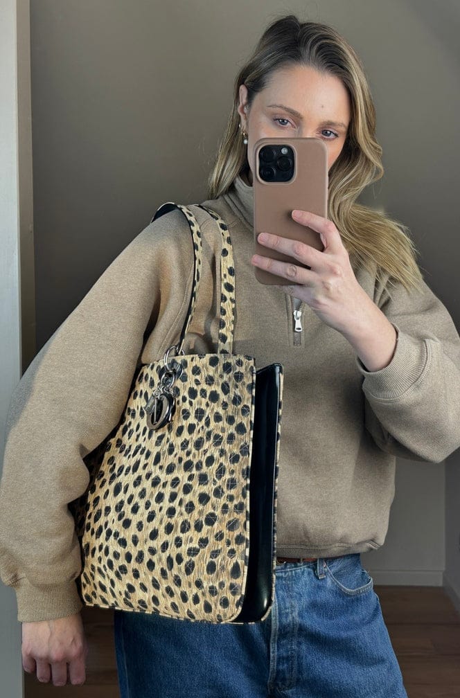 Dior Vintage Leopard Nylon Shoulder Tote