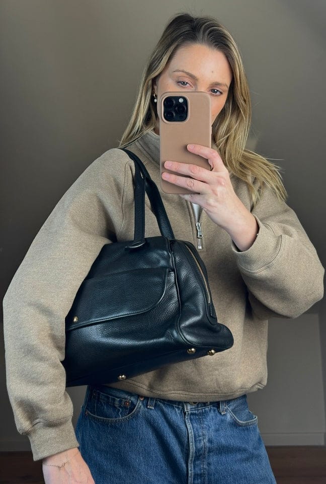 Loewe Vintage Heritage Boston Bag In Black Leather