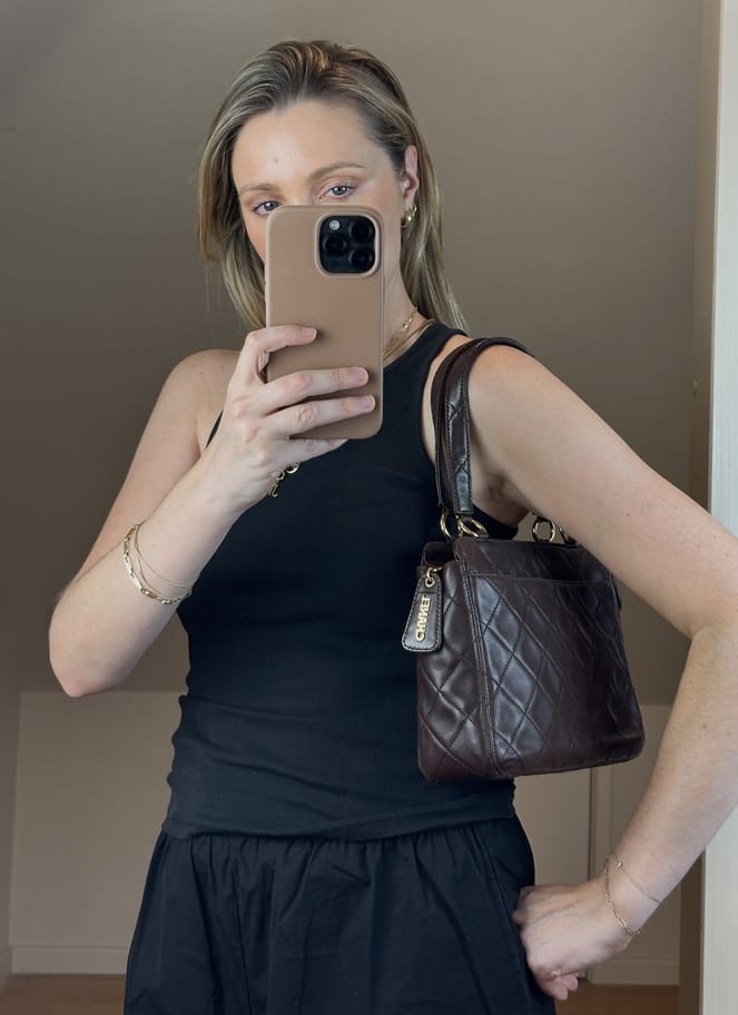 Vintage Chanel Chocolate Brown Quilted Leather Shoulder Bag