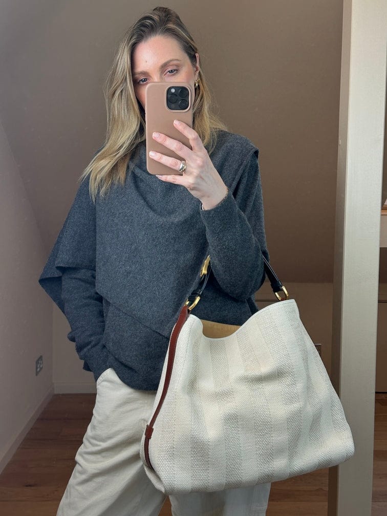 Vintage Fendi Vintage Striped Cream Tote Bag