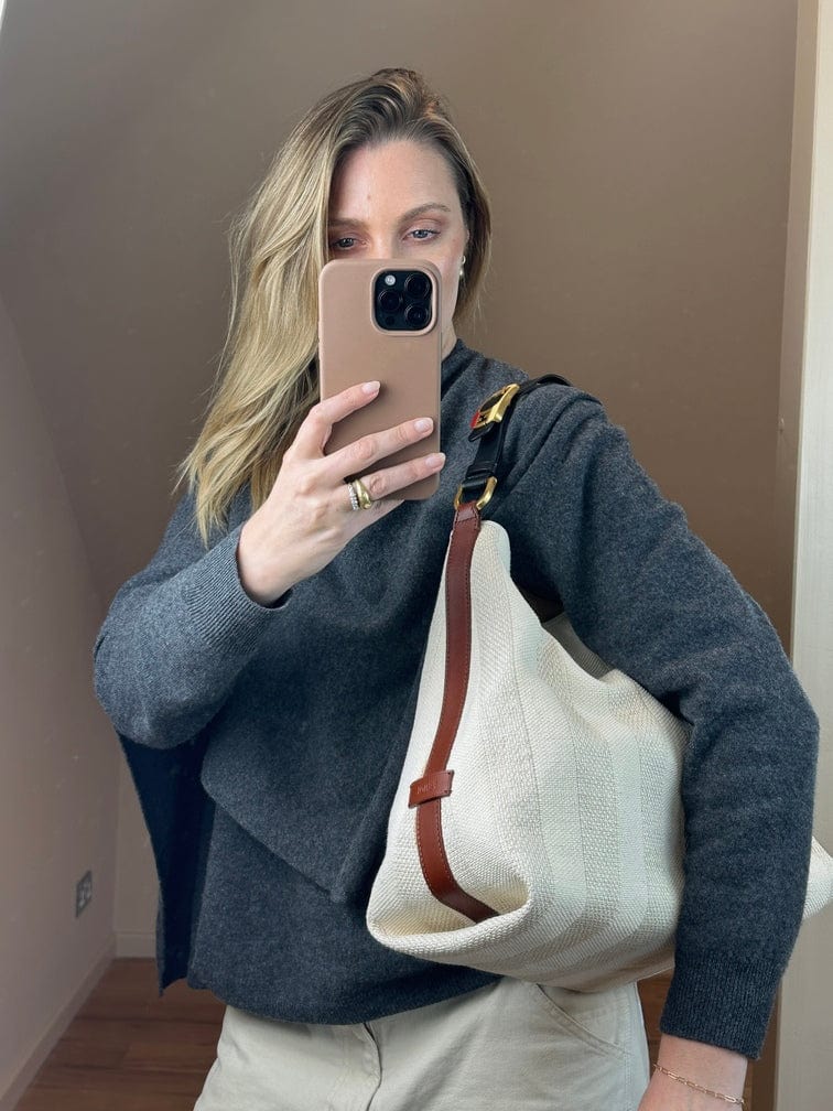 Vintage Fendi Vintage Striped Cream Tote Bag