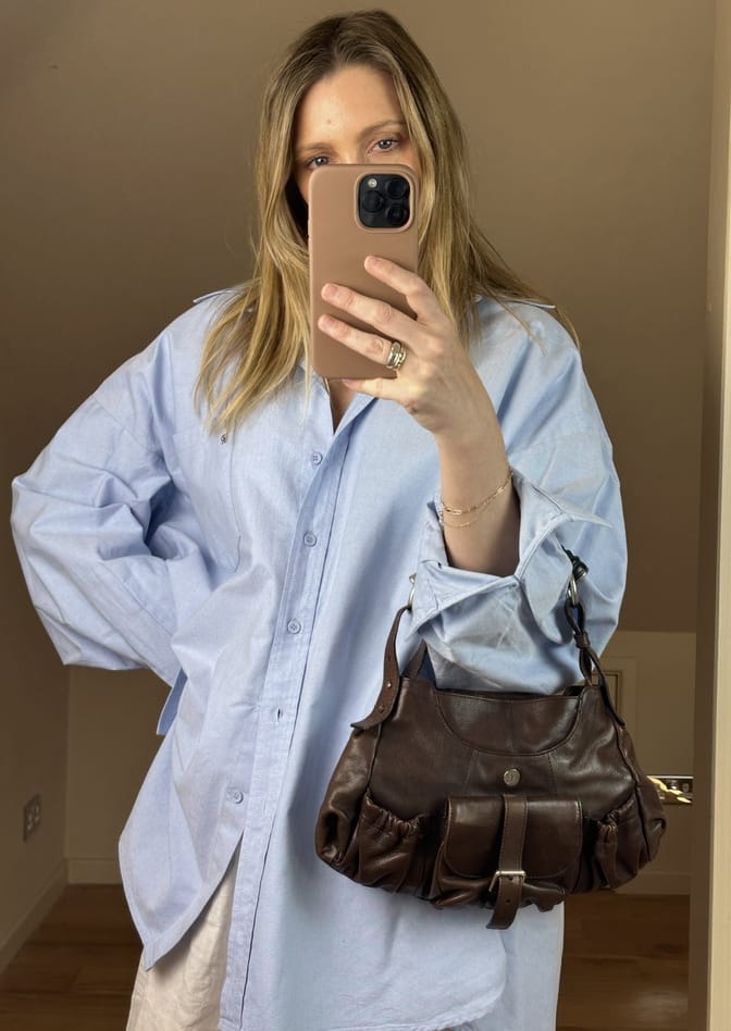 Vintage YSL Brown Leather Mombasa Small Shoulder Bag