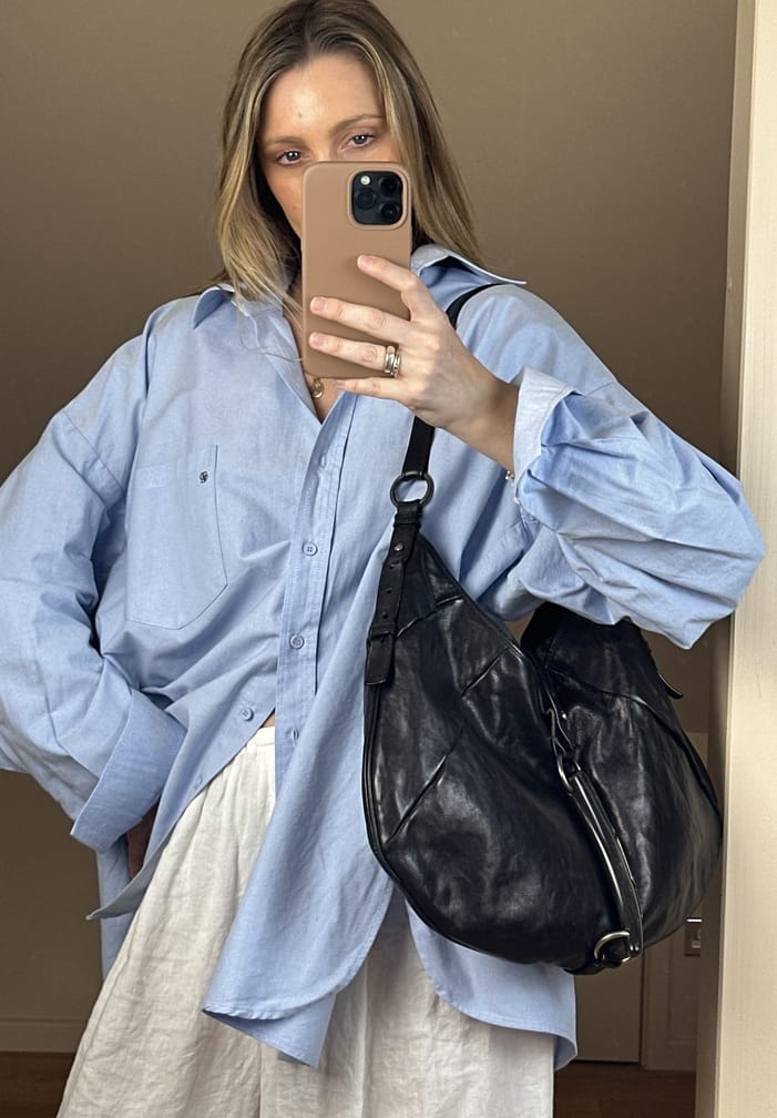 Vintage YSL Mombasa Black Leather Shoulder Bag