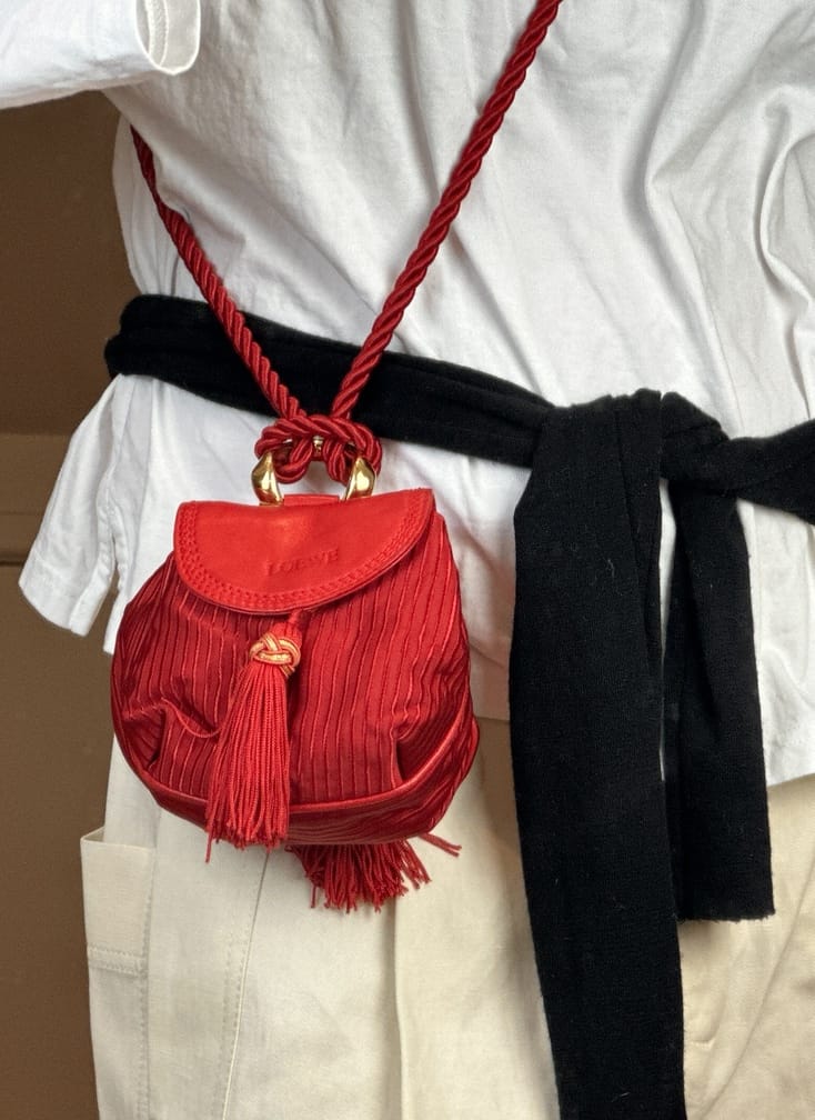 Vintage Loewe Red Tassel Mini Bag