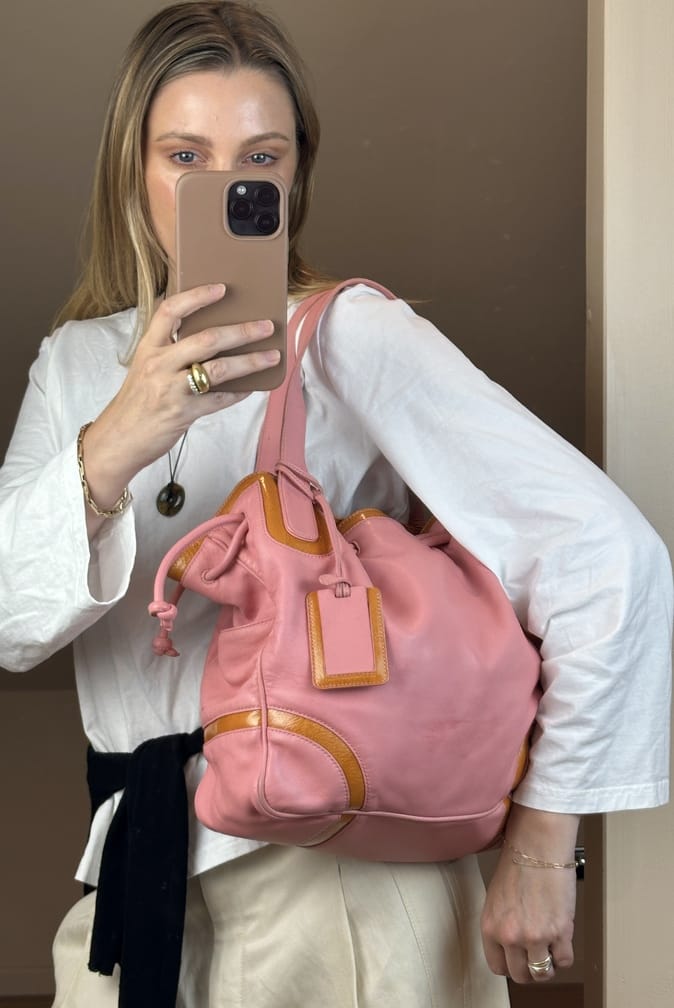 Vintage Loewe Pink Leather Shoulder Bag