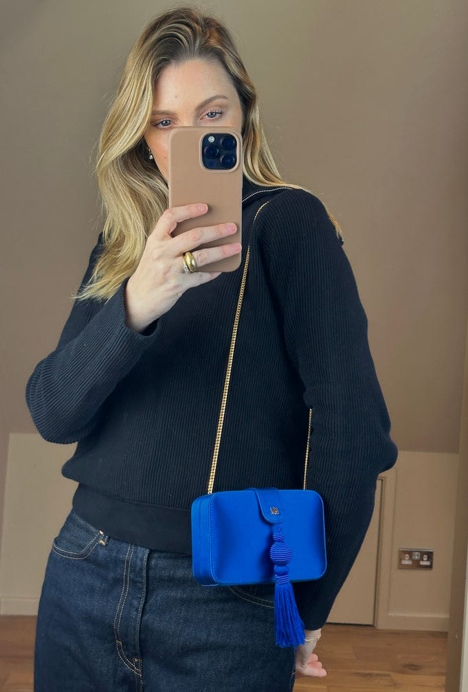 Loewe Vintage Blue Silk Tassel Evening Bag