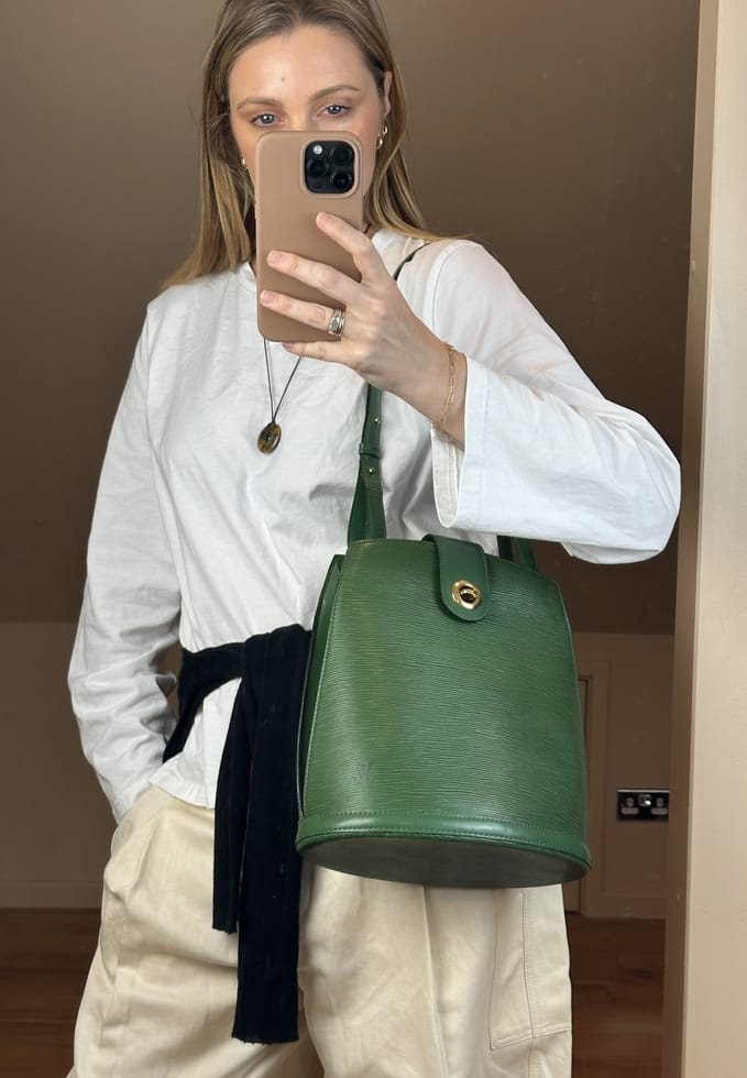 Vintage Louis Vuitton Cluny Shoulder Bag in Borneo Green Epi Leather