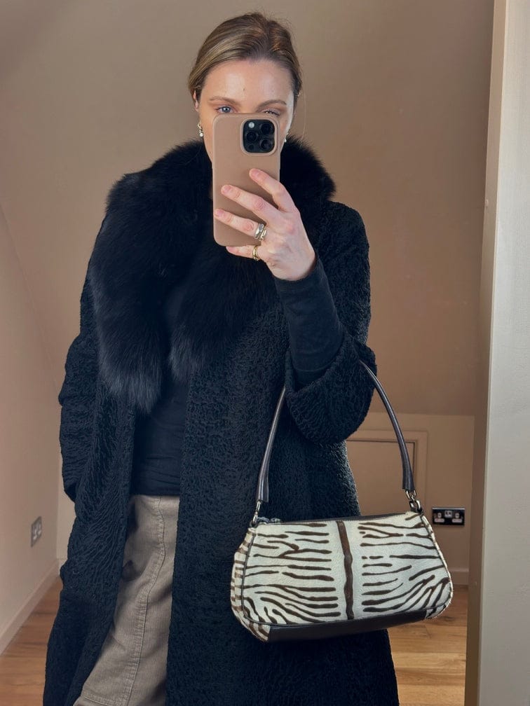 Vintage Prada Zebra Printed Calf Hair Shoulder Bag