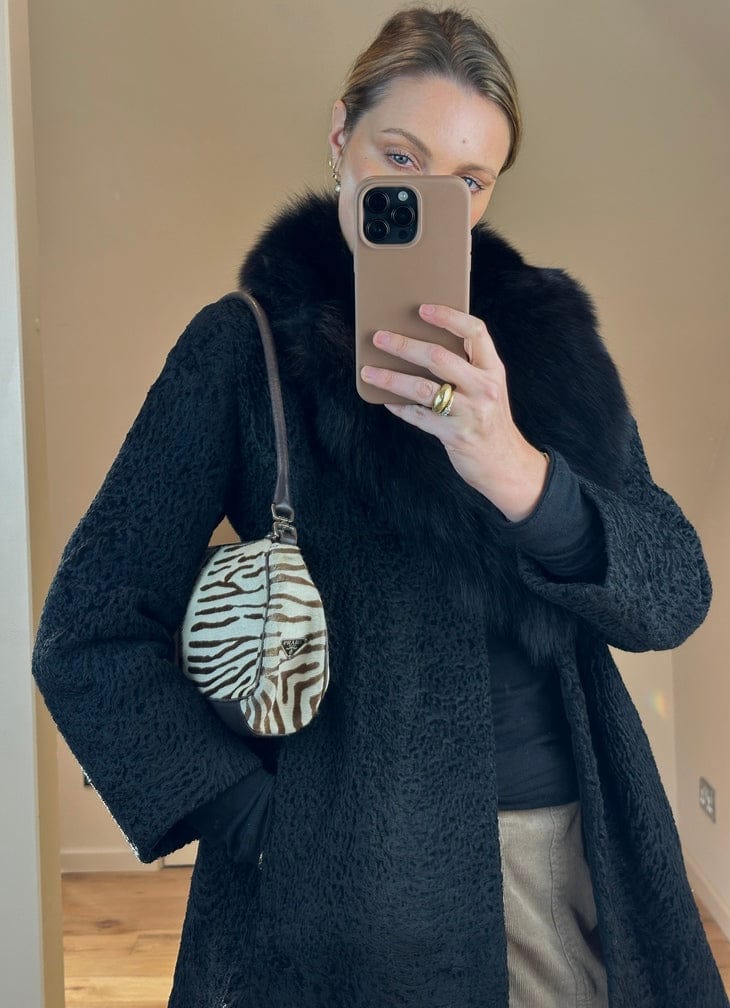 Vintage Prada Zebra Printed Calf Hair Shoulder Bag