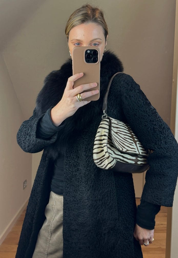 Vintage Prada Zebra Printed Calf Hair Shoulder Bag