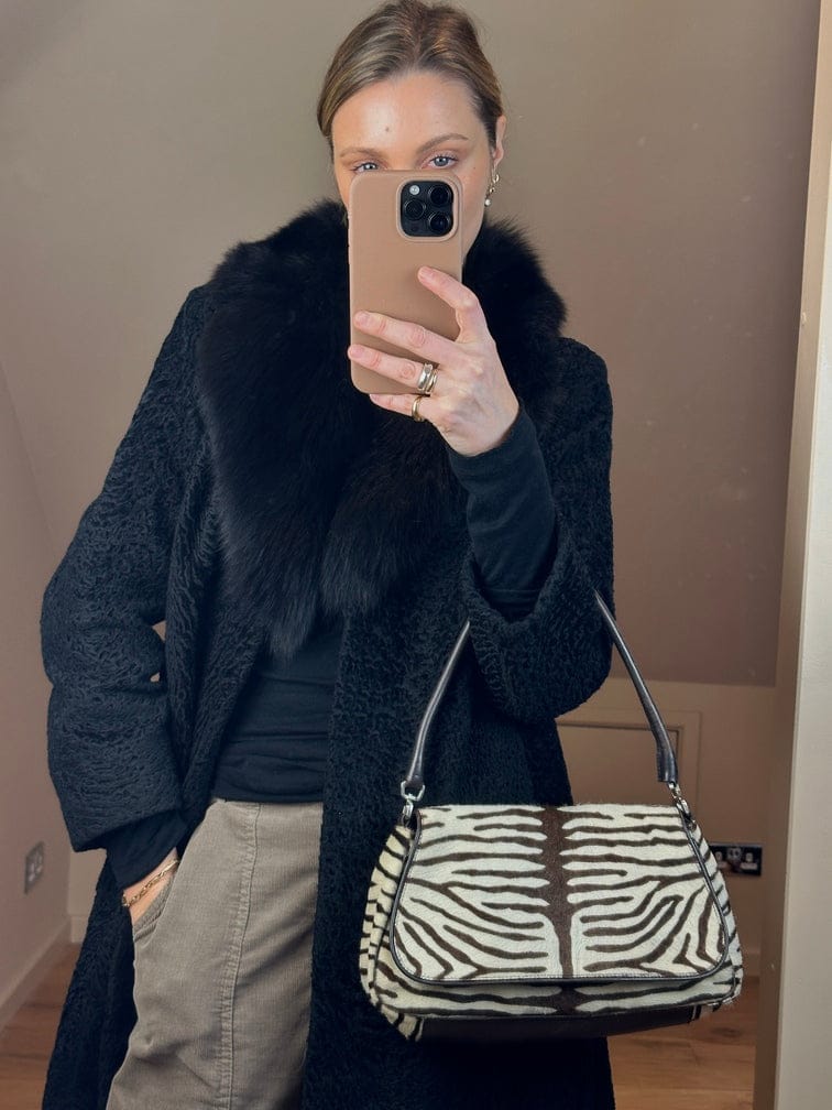 Vintage Prada Zebra Printed Calf Hair Shoulder Bag