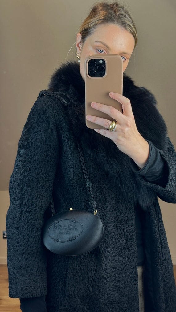 Vintage Prada Black Silk Tassel Evening Bag